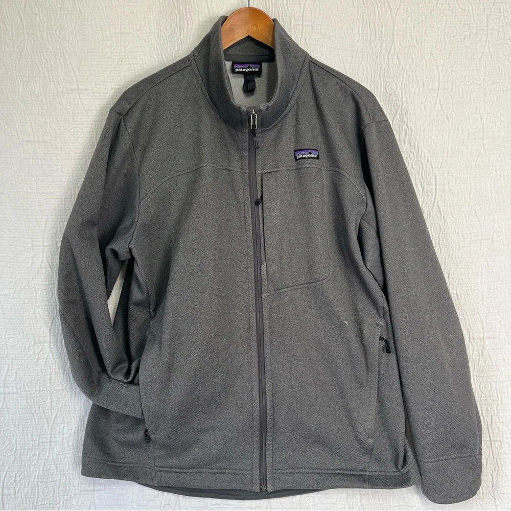 Patagonia Ukiah Jacket Fleece Full Zip Mens Size Large Gray Coat Sporty HOLES L